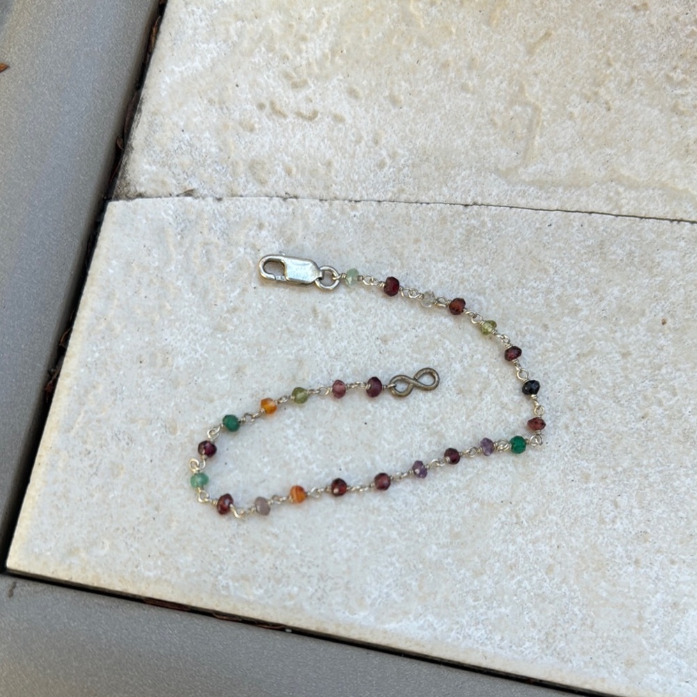 Multicolor Beaded tourmaline multicolor Infinity Bracelet
